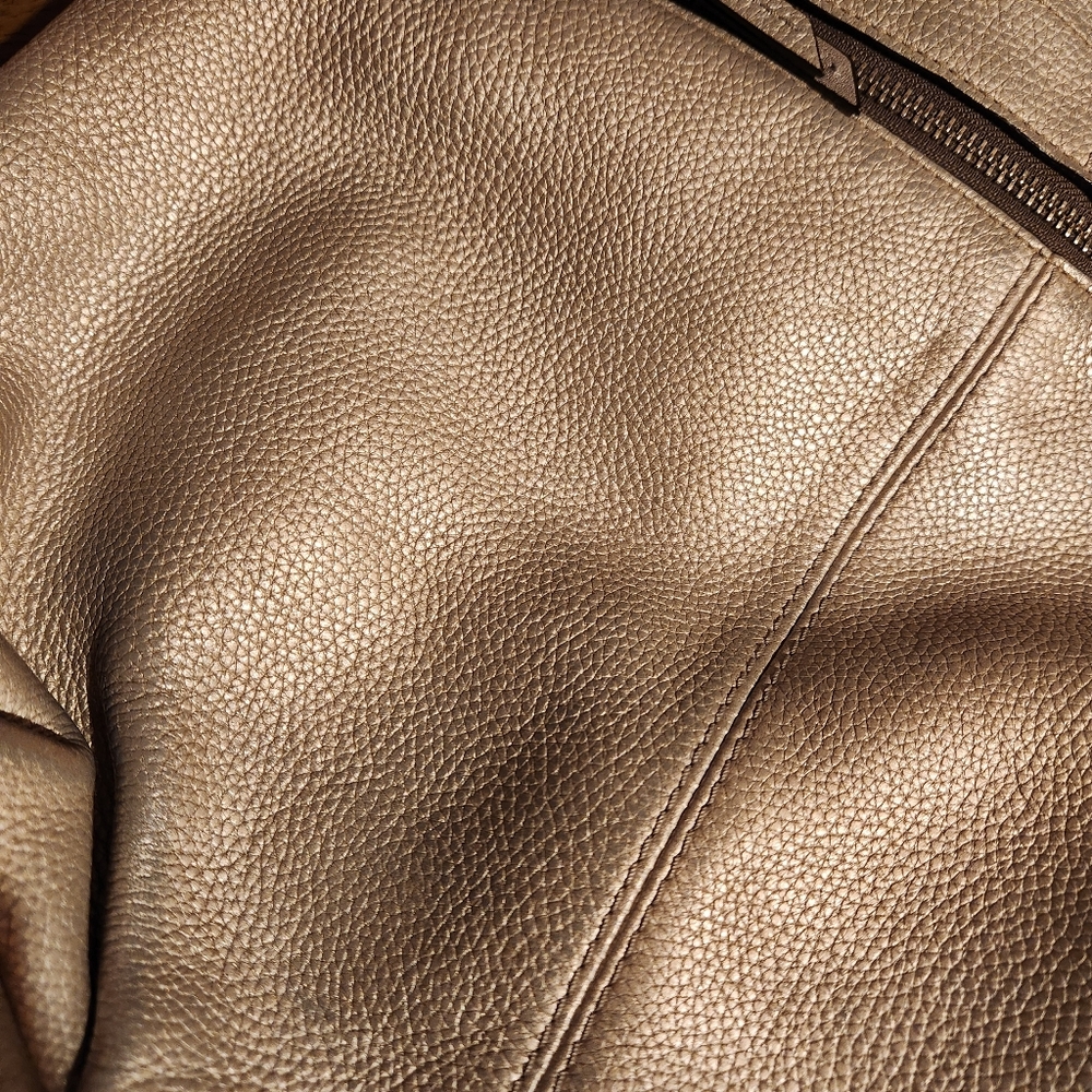 Coach F15064 Metallic Silver Leather Duffle Hobo Satchel Shoulder Purse Hand Bag - Picture 9 of 10